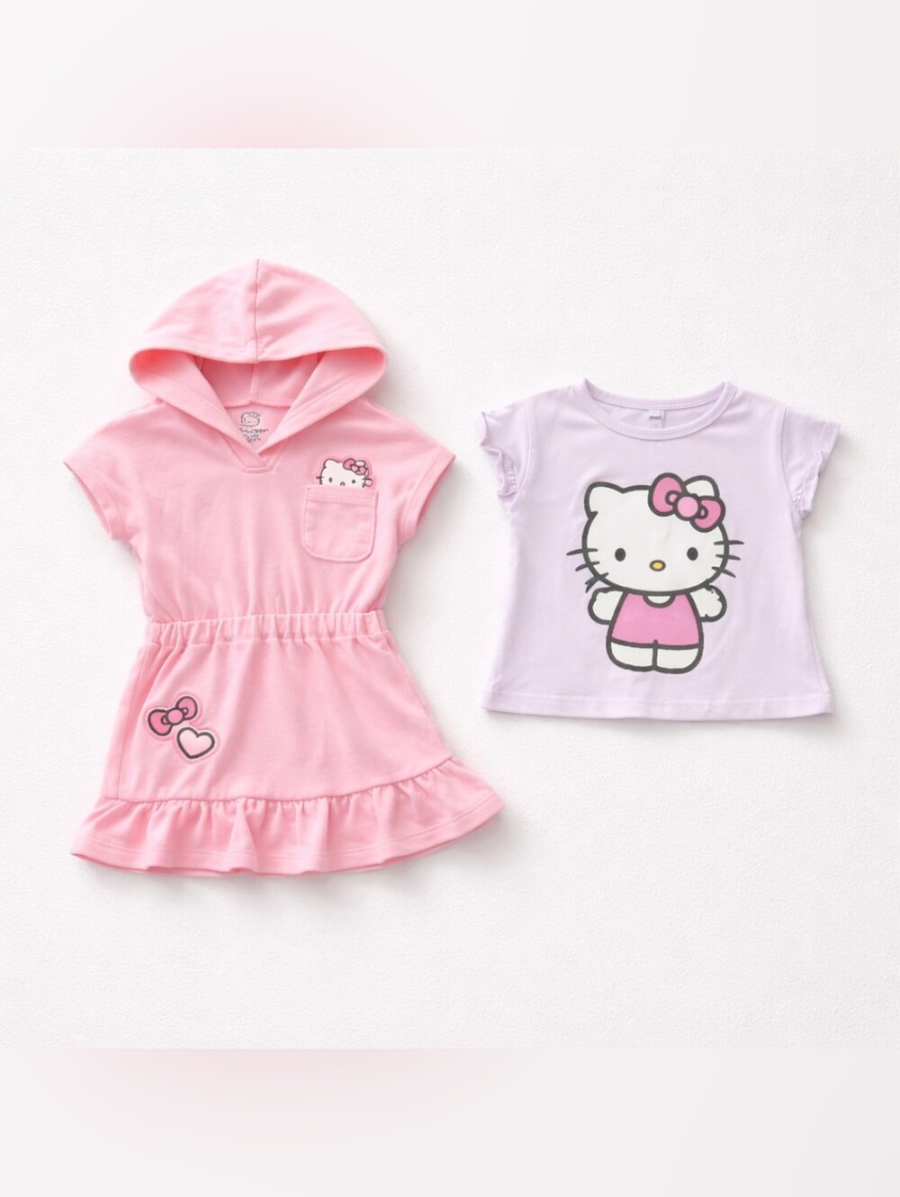 Hello Kitty Pink Hooded Swimsuit Cover Up(18 months) Graphic Tee(24 Months)